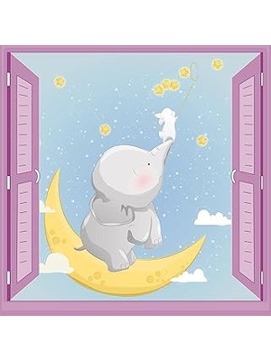 Nacario Çocuk Odası Bebek Odası Pencere Poster Duvar Kağıdı Yıldız Toplama