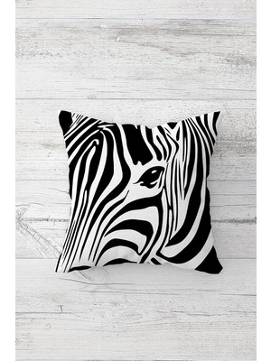 Nacario Pelangi Zebra Desenli Çift Tarafı Baskılı Gizli Fermuarlı Yastık Kılıfı Kırlent Koltuk Yastık Kılıfı, Beyaz-Siyah 45 x 45
