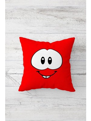 Nacario Pelangi Gülen Emoji Desenli Çift Tarafı Baskılı Gizli Fermuarlı Yastık Kılıfı Kırlent Koltuk Yastık Kılıfı, Kırmızı 45 x 45