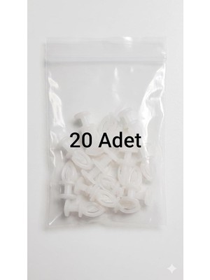 Nacario Geçmeli Perde Ruleti, Beyaz, Plastik, Perde Askısı +A Kalite (20 Adet)