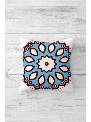 Nacario Pelangi Yaprak Desen Mandala Çift Tarafı Baskılı Gizli Fermuarlı Yastık Kılıfı Kırlent Koltuk Yastık Kılıfı, Turkuaz-Bordo 45 x 45, 2469183445451