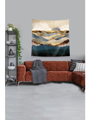 Nacario Pelangi Gold Doğan Güneş Leke Tutmaz Kadife Kumaş Duvar Örtüsü Duvar Halısı Tapestry KWLL323, 35 x 50