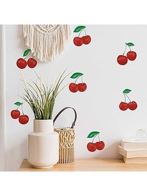 Nacario Tempaper Kiraz Soyma ve Yapıştır Duvar Çıkartmaları, Kırmızı