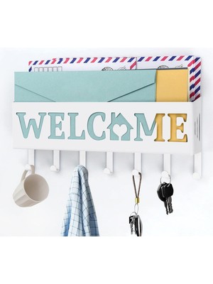 Nacario Welcome Temalı Raflı Anahtarlık Askısı (Beyaz)
