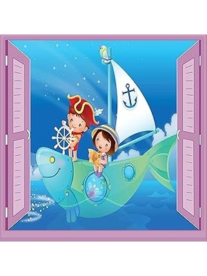 Nacario Çocuk Odası Bebek Odası Pencere Poster Duvar Kağıdı Kaptan