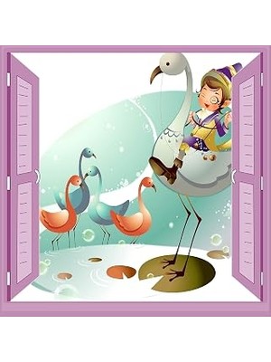 Nacario Çocuk Odası Bebek Odası Pencere Poster Duvar Kağıdı Kuşlar