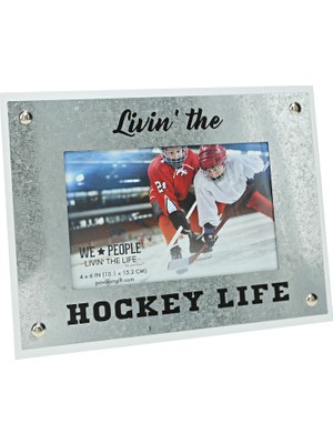 Nacario Pavilion Gift Company Livin' The Hockey Life-8,5 x 6,5 Inç Şövale Arka Resim Çerçevesi, Mdf, Gri
