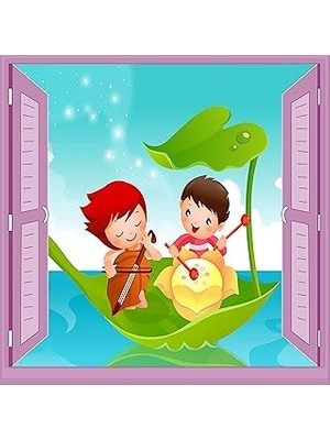 Nacario Çocuk Odası Bebek Odası Pencere Poster Duvar Kağıdı Yaprak