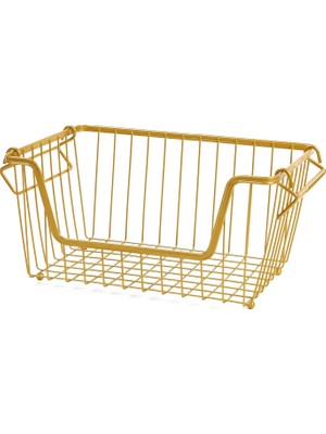 Nacario Ocean Home Textile Altın Renk Metal Sepet 32 x 22 x 16 cm