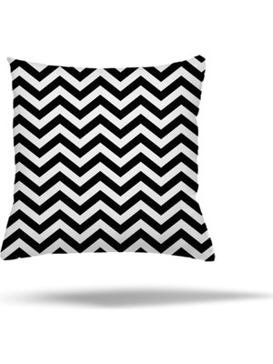 Nacario Pelangi Geometrik Karo Zigzak Kilim Desen Gizli Fermuarlı Yastık Kılıfı Kırlent Kılıfı, Siyah 45 x 45