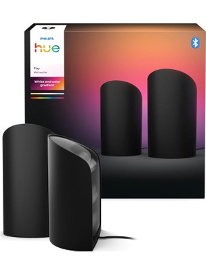 Nacario Philips Hue Flare 2'li Paket Akıllı Duvar Aydınlatma - Siyah - Renkli Işık, Colorcast Teknolojisi, Bluetooth Uyumlu, Alexa, Apple Home ve Google Assistant ile Sesli Kontrol