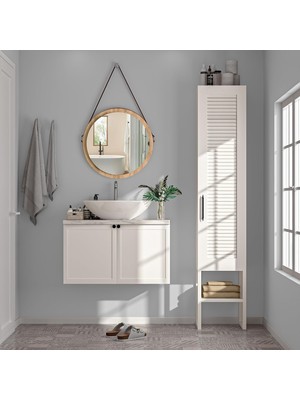 Nacario BNY130-BEYAZ Panjur Kapaklı Metal Ayaklı Banyo Dolabı