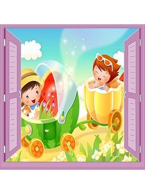 Nacario Çocuk Odası Bebek Odası Pencere Poster Duvar Kağıdı Bebek Arabası