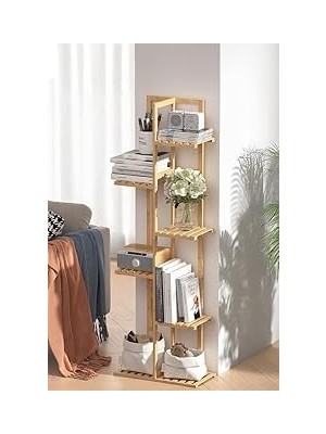 Nacario Digithome Bambu 6 Raflı Saksılık Çok Amaçlı Stand Çiçeklik Banyo Düzenleyici Havluluk DB-0025
