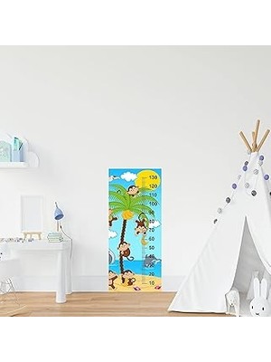 Nacario Çocuk Odası Bebek Odası Boy Ölçer Boy Cetveli Sticker Maymunlar
