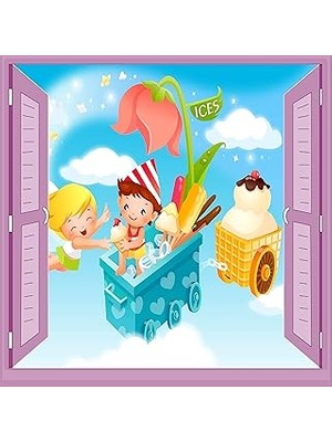 Nacario Çocuk Odası Bebek Odası Pencere Poster Duvar Kağıdı Dondurmacı