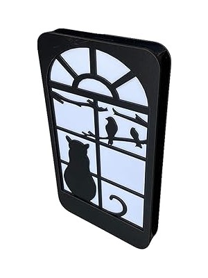 Nacario DECO-7005 LED Işıklı Kedi Desenli Ahşap Dekor