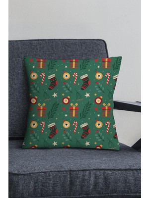 Nacario Viva Home Christmas Dekoratif Gizli Fermuar Çift Taraflı Yeniyıl Kırlent Yastık Kılıfı 43X43CM KRL1039
