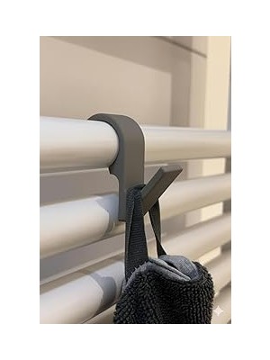 Nacario Havlu Askılığı, 6'lı Set, Duşakabin ve Havlupan Petek Için, Banyo Mutfak Kancalı (Gri)