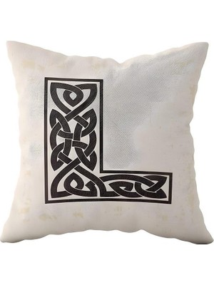 Nacario Pelangi L Harfi Bej Çift Tarafı Baskılı Gizli Fermuarlı Dekoratif Yastık Kılıfı Kırlent Kılıfı Yastık Kılıfı, Siyah - Açık Bej 43 x 43