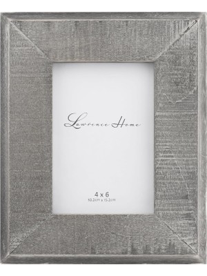 Nacario Lawrence Frames Beyaz Yıkama Resim Çerçevesi ile 4x6 Eskitilmiş Gri Ahşap