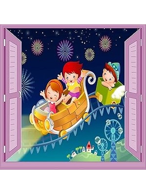 Nacario Çocuk Odası Bebek Odası Pencere Poster Duvar Kağıdı Lunapark