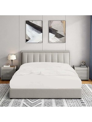 Nacario Soley 180X200 Lastikli Fitted Penye Çarşaf, Beyaz