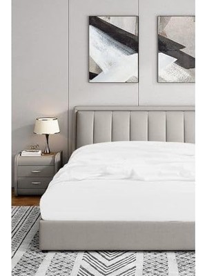 Nacario Soley 200X200 Lastikli Fitted Penye Çarşaf, Beyaz