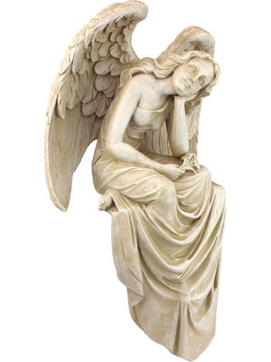 Nacario Design Toscano Sakin Bir Zarif Heykel, Oturan Bir Melek, 15 x 21,5 x 38 cm
