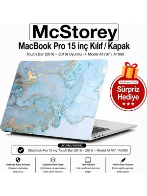 Nacario Mcstorey MacBook Pro 15 Mermer Desenli Kılıf A1707 A1990 Uyumlu Baskılı Sert Kılıf Ince Hafif Koruyucu Kapak R-38