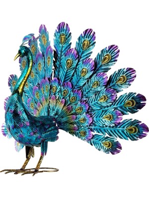 Nacario Alpine Corporation JUM232 Metal Tavus Kuşu Bahçe Heykeli, 81X30X58 Cm, Çok Renkli