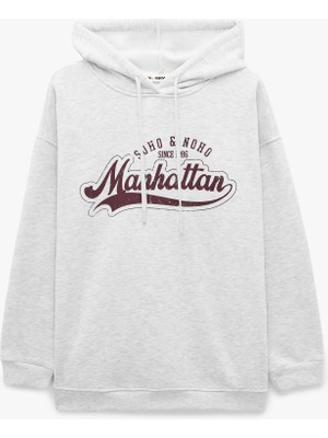 Koton Şardonlu Uzun Kollu Baskılı Kapüşonlu Sweatshirt