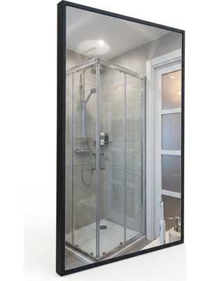 Usart Plus Soft Siyah Banyo ve Duvar Aynası 65X40 Mdf Çerçeveli Estetik Ayna