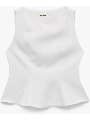Koton Bisiklet Yaka Slim Fit Peplum Bluz