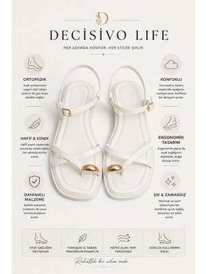 Decisivo Life Kadın Yüzük Detaylı Çapraz Parmak Arası Sandalet