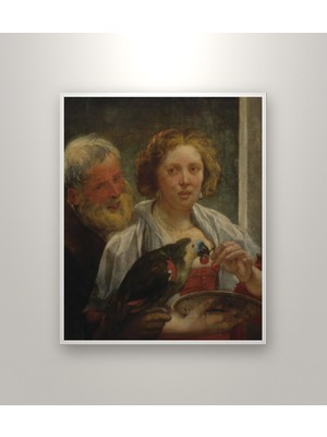 Michu Jacob Jordaens – A Bearded Man And A Woman With A Parrot; ‘unrequited Love' Poster Duvar Tablosu
