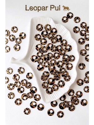 Hobi Dünyası Evim 20 Gram 10 mm Yandan Delikli Pulsan 1.kalite Güpür Takı Yazma Kumaş Bandana File Bere Çanta Süsleme Pulu Plastik Payet Pul Boncuk - Leopar Desenli