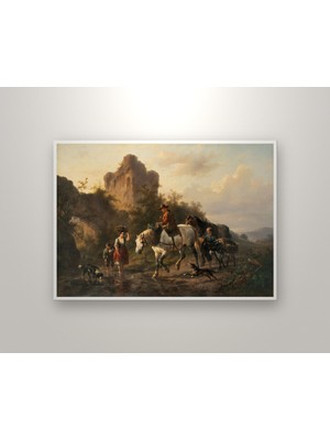 Michu Wouterus Verschuur – A Driver With His Family Fording A Stream Poster, Figüratif Duvar Tablosu