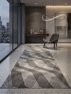 Antiq Halı Çizgili Modern Kaymaz Taban Salon Hol, Koridor Mutfak Yıkanabilir Jel Kesme Yolluk