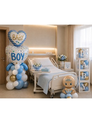 Bkmc Hoş Geldin Bebek Hastane Odası Süsleme Seti | Erkek & Kız Bebek Dekorasyon Seti | Baby Kutu Seti, Baby Boy/girl Balon, Bebek Folyo, Balon Zinciri | Premium Fotoğraf Çekim Konsepti