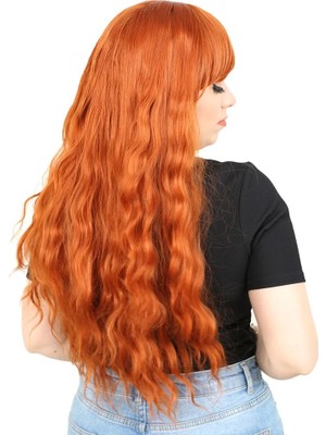 Hsc Bilişim Perçemli Uzun Su Daası Fiber Sen Peruk/ Bakır