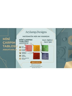 Arylamp Designs Mini Çarpım Tablosu Anahtarlık Sari Renk Eğlenceli-Eğitici-Şık