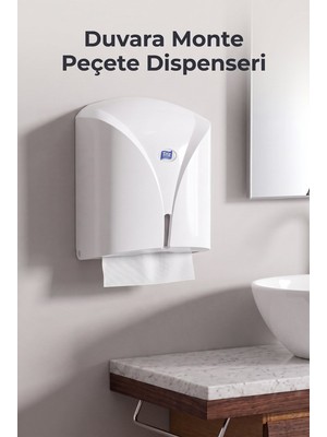 Evgereçlerim Z Katlı Havlu Peçetelik, Duvara Monte Peçete Dispenseri, Beyaz, Kilitli