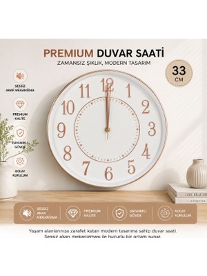Kasımoğulları Concept 33 cm Duvar Saati Sessiz Akar