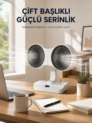 Eco Lounge Çift Yöne Hava Üfleyen Masa ve Duvar Tipi Vantilatör