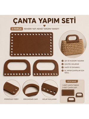 Major Hobi Çanta Yapım Seti Dikdörtgen Çanta Tabanı ve 2 Çanta Sapı 20X11 cm Kahverengi