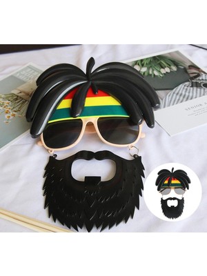 MiraLive Rasta Peruklu Rasta Sakallı Bob Marley Bıyıklı Parti Gözlüğü 27X18 cm