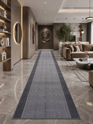 Antiq Halı Safir 0129 Antrasit Kaymaz Taban Salon Hol, Koridor Mutfak Yıkanabilir Jel Kesme Yolluk Halı