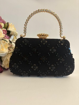 Ceylan Collection Abiye Çanta & Siyah Boncuklu ve Pullu Abiye Çanta