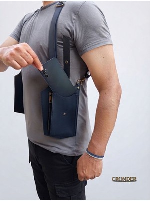 Cronder Nomad Hakiki Deri Erkek Holster Çanta | El Yapımı Göğüs ve Omuz Çantası
